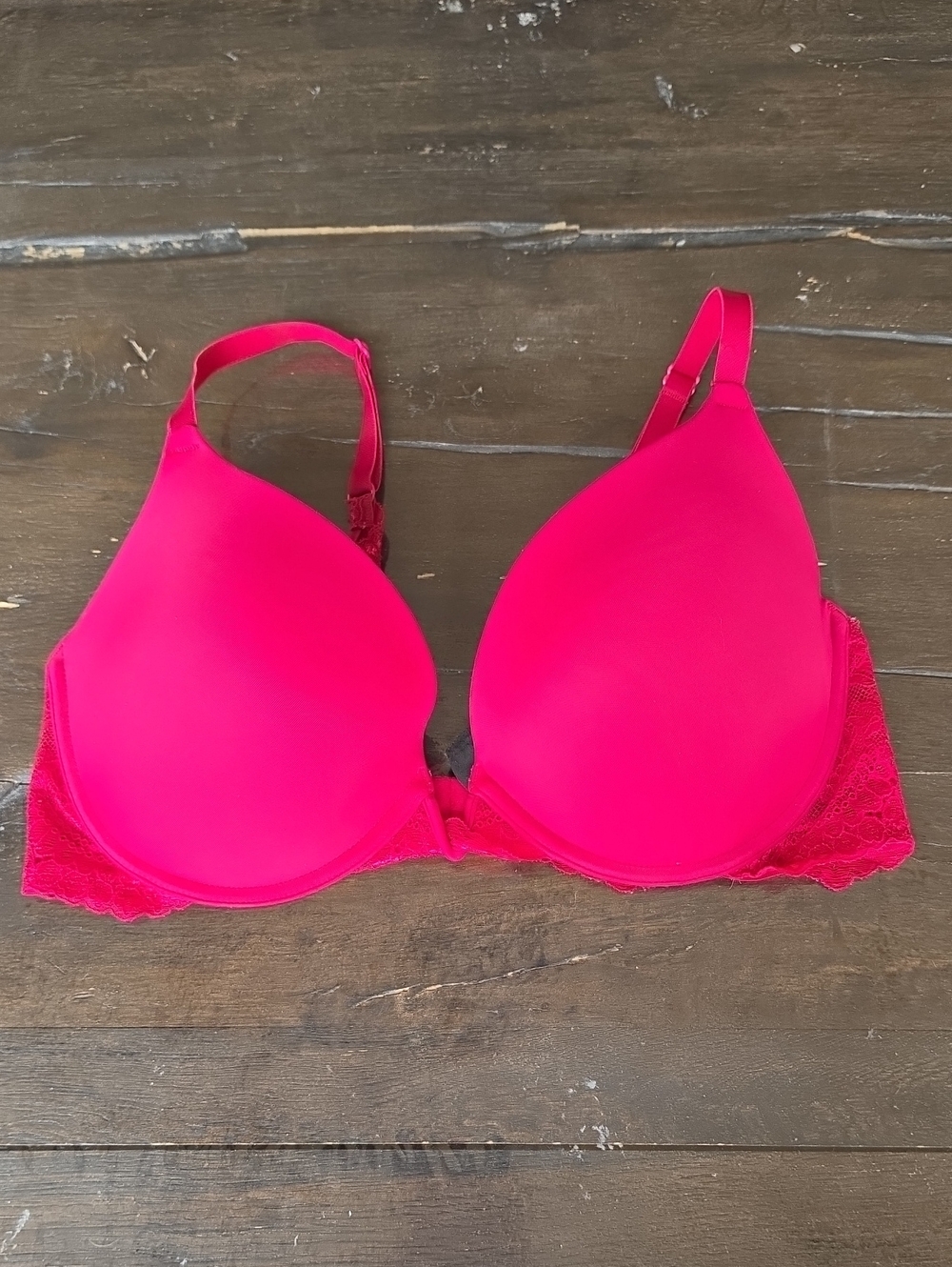 La SENZA Hot Pink Smooth T-Shirt Bra with Lace Sides